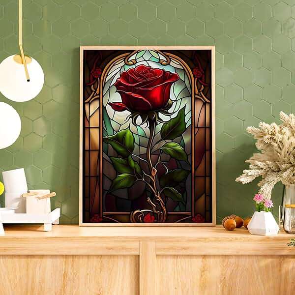 Aestalrcus Rose Diamond Painting Kit for Adults, Rose Diamond Art Kits for Adults, Flower Gem Art for Home Wall Decor 16x12inch - Image 2