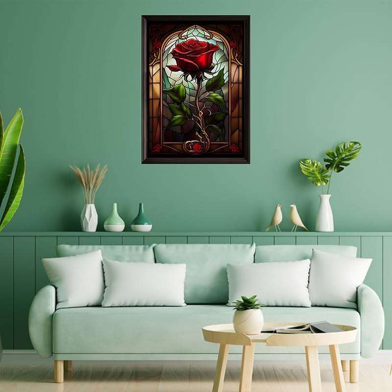 Aestalrcus Rose Diamond Painting Kit for Adults, Rose Diamond Art Kits for Adults, Flower Gem Art for Home Wall Decor 16x12inch - Image 8