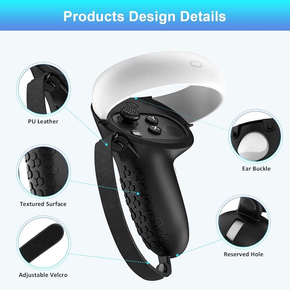 Quest 2 Accessories - Head Strap, Case, Face Cover, Controller Grips, Joystick Cover, Lens Protector - Image 5