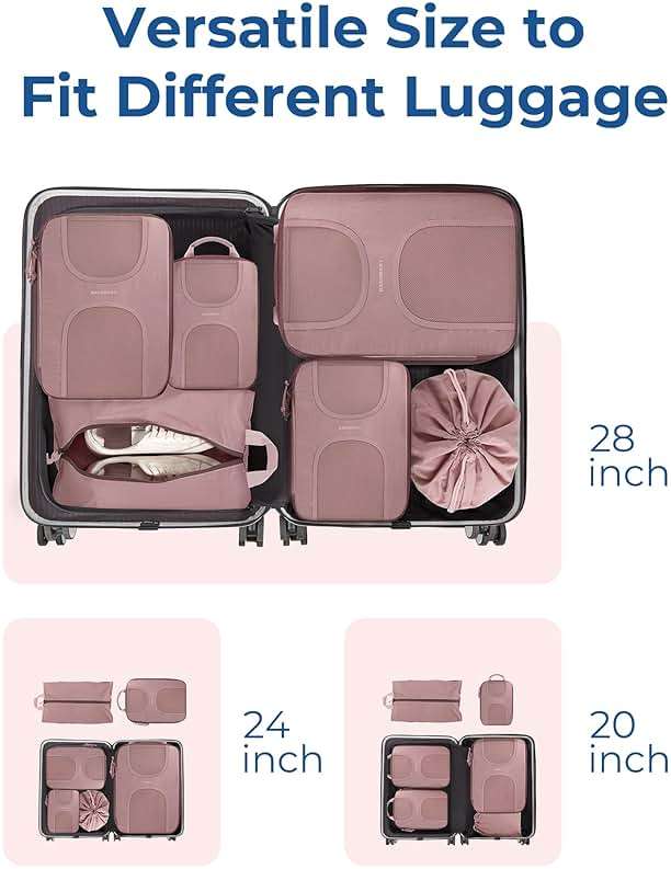 BAGSMART Compression Packing Cubes, 6 Set Packing Cubes for Suitcases, Lightweight Suitcases Organizers Bag Set & Compression Travel Cubes, Travel Essentials Packing Organizers - Image 3
