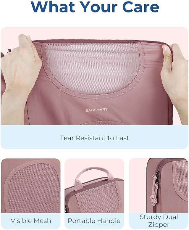 BAGSMART Compression Packing Cubes, 6 Set Packing Cubes for Suitcases, Lightweight Suitcases Organizers Bag Set & Compression Travel Cubes, Travel Essentials Packing Organizers - Image 6