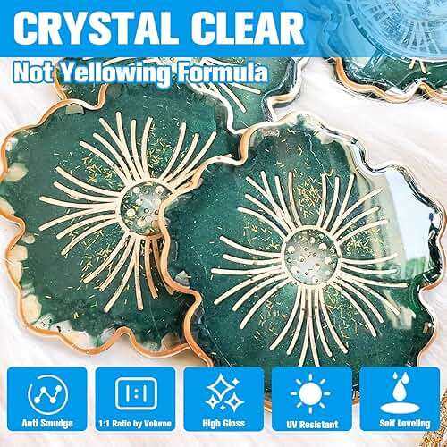 Teexpert Fast Cure Epoxy Resin: 4 Hours Demold 128OZ Bubble-Free & Anti-Yellowing Crystal Clear Art Resin Kit for Wood Casting/Table Top/Jewelry Making,Self-Leveling Resina for Beginners and Artis - Image 4