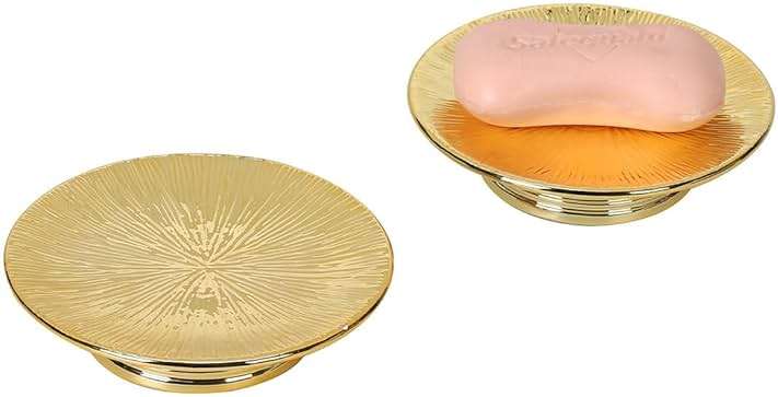 Ceramic Gold Candle Holders Set 2 Modern Pillar Candle Stand Candle plate Table Centerpiece Jewelry dish golden Tray riser display stand for Home,Dinning,Party,Wedding,Birthday,Anniversary Decorations - Image 5