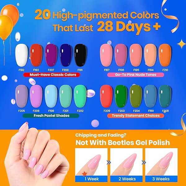 Beetles Gel Nail Polish Kit with UV Light - 31Pcs Nail Polish Set Popular Color Gel with Base and Matte&Glossy Top Coat Soak Off All Season DIY Manicure Kit Art Gifts for Women - Image 5