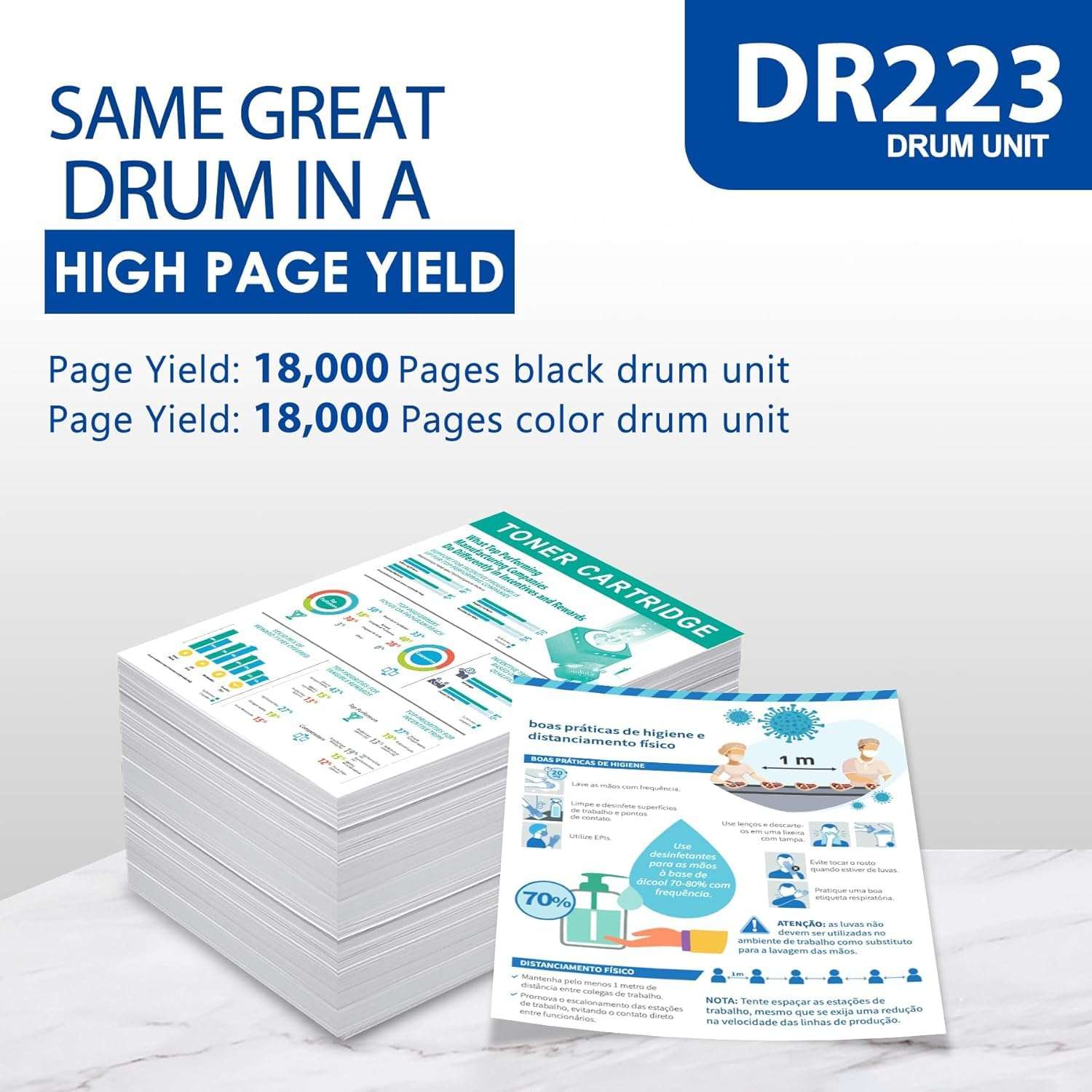 DR223CL Drum Unit Set 4-Pack (Black, Cyan, Magenta, Yellow) Replacement for Brother DR-223CL Drum Unit MFC-L3770CDW MFC-L3710CW HL-3210CW HL-3230CDW HL-3270CDW HL-3290CDW Printer (Toner not Included) - Image 5