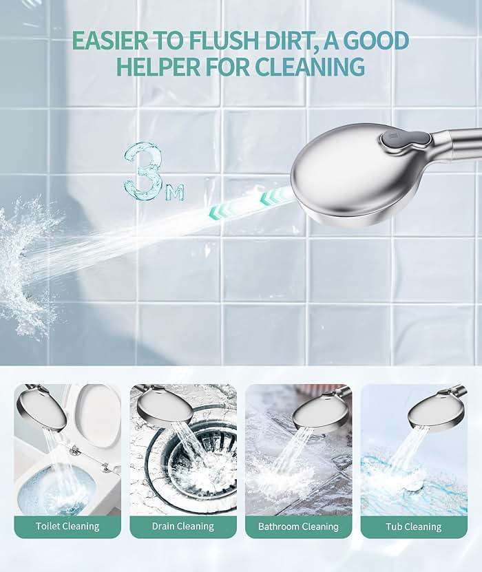 SR SUN RISE Filtered Shower Head with Handheld High Pressure 9 Spray Mode Showerhead Detachable Shower Head Water Softener Filters Beads for Hard Water Remove Chlorine 1 Filter Chrome - Image 5