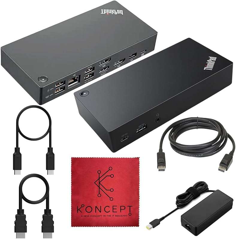 40AS0090US Lenovo Thinkpad Docking Station USB-C Gen 2-1 Year Warranty - Thinkpad Thunderbolt 3 Dock, HDMI, DisplayPort & USB C Cable - Universal Docking Station (Renewed) - Image 1