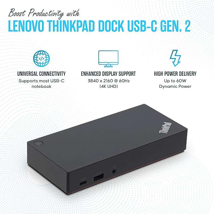 40AS0090US Lenovo Thinkpad Docking Station USB-C Gen 2-1 Year Warranty - Thinkpad Thunderbolt 3 Dock, HDMI, DisplayPort & USB C Cable - Universal Docking Station (Renewed) - Image 3