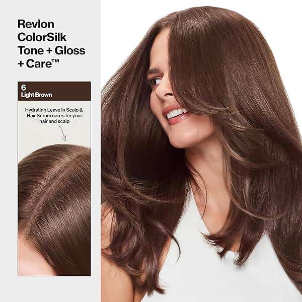 Revlon ColorSilk Tone + Gloss + Care Demi Permanent Hair Color, Dye Kit with Leave-In Scalp and Haircare Serum, 2x Shinier, 4x Stronger, 6 Light Brown, 4.5 fl oz - Image 12