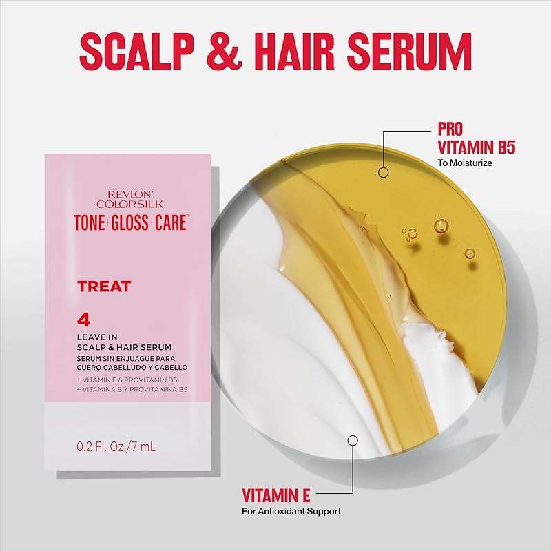 Revlon ColorSilk Tone + Gloss + Care Demi Permanent Hair Color, Dye Kit with Leave-In Scalp and Haircare Serum, 2x Shinier, 4x Stronger, 6 Light Brown, 4.5 fl oz - Image 5