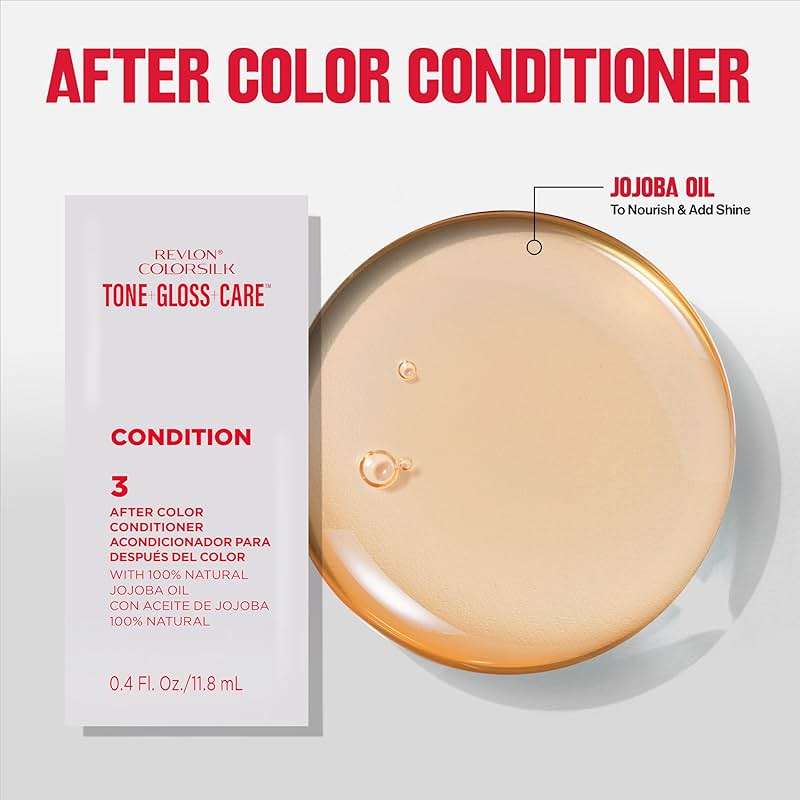 Revlon ColorSilk Tone + Gloss + Care Demi Permanent Hair Color, Dye Kit with Leave-In Scalp and Haircare Serum, 2x Shinier, 4x Stronger, 1 Black, 4.5 fl oz - Image 4