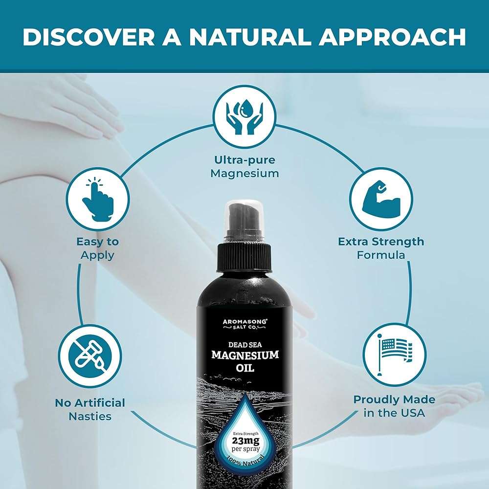 Aromasong Magnesium Oil Spray Lavender - Extra Strength (23mg in Each Spritz) 8 Oz - Natural and Pure Magnesium Oil for Feet - Made in The USA - for Leg Discomfort and Promotes a Calm Sleep - Image 4