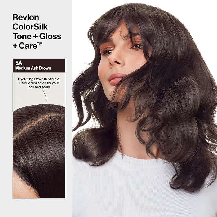 Revlon ColorSilk Tone + Gloss + Care Demi Permanent Hair Color, Dye Kit with Leave-In Scalp and Haircare Serum, 2x Shinier, 4x Stronger, 5A Medium Ash Brown, 4.5 fl oz - Image 12