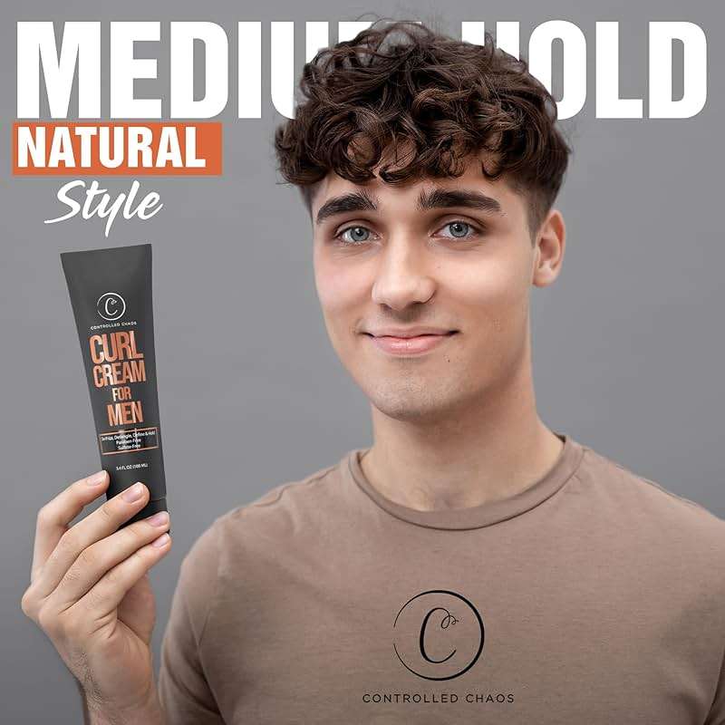 Controlled Chaos Curl Cream for Men - Hair Styling Cream For Wavy and Curly Hair With Shea Butter, Jojoba Oil, Coconut Oil, Add Smoothness, Anti-frizz, Sulfate-Free Curl Cream (3.4oz) - Image 2