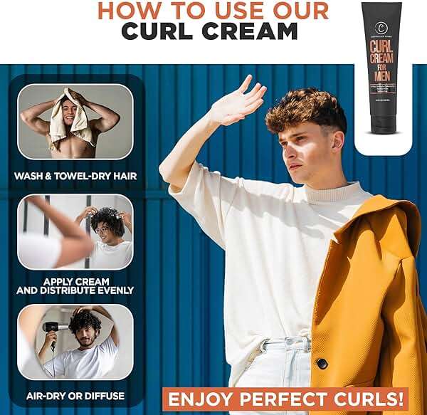 Controlled Chaos Curl Cream for Men - Hair Styling Cream For Wavy and Curly Hair With Shea Butter, Jojoba Oil, Coconut Oil, Add Smoothness, Anti-frizz, Sulfate-Free Curl Cream (3.4oz) - Image 4