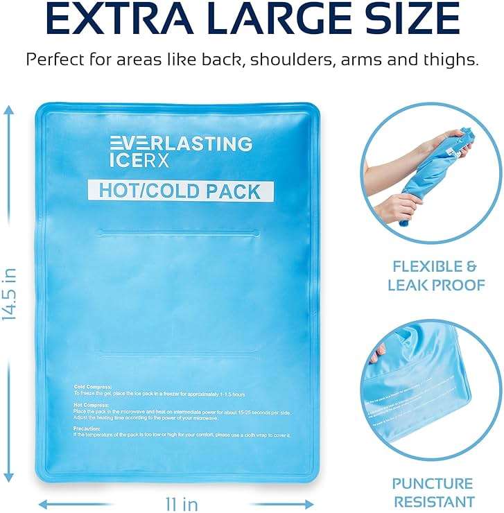 Reusable Ice Pack for Injuries | 11" x 14.5" - 2 Pack XL | Hot & Cold Pack | Large Ice Pack for Back Pain Relief, Soft Ice Packs Reusable, Flexible When Frozen - Image 6