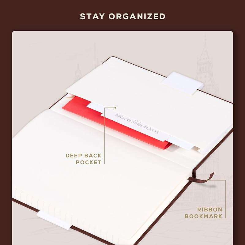 Beechmore Books A5 Mixed Media Sketchbook - 5.8"x8.3" Hardcover Lay-Flat Art Journal, 160 GSM / 98 lb Professional Perforated Paper, Gift Box, for Drawing, Ink and Light Watercolor - Image 4