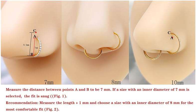 MeiziQL 3Pcs Surgical Steel Nose Rings 20G 18G 16G Septum Rings Lip Ring Conch Cartilage Helix Hinged Segment Double Hoops 7mm 8mm 10mm for Women Men - Image 5