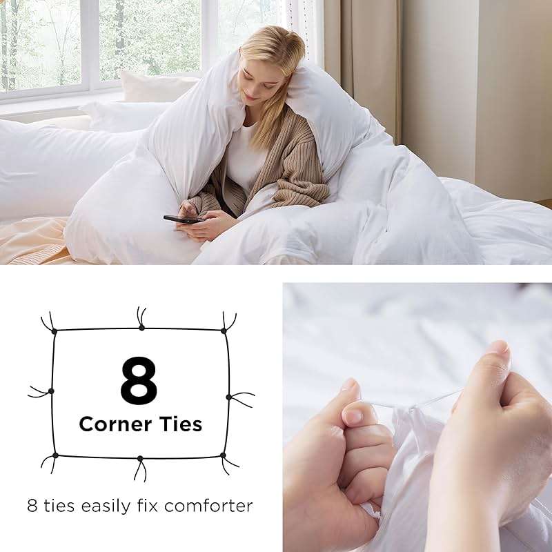 Bedsure Bright White Duvet Cover King Size - 3 Pieces Prewashed Cotton-Like Polyester Extra Soft Bedding Set, Includes 1 Duvet Cover 104x90 Inches with Zipper Closure & 2 Pillow Shams, No Comforter - Image 4