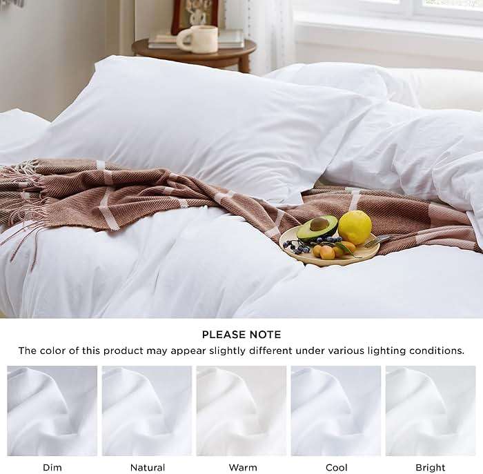 Bedsure Bright White Duvet Cover King Size - 3 Pieces Prewashed Cotton-Like Polyester Extra Soft Bedding Set, Includes 1 Duvet Cover 104x90 Inches with Zipper Closure & 2 Pillow Shams, No Comforter - Image 6