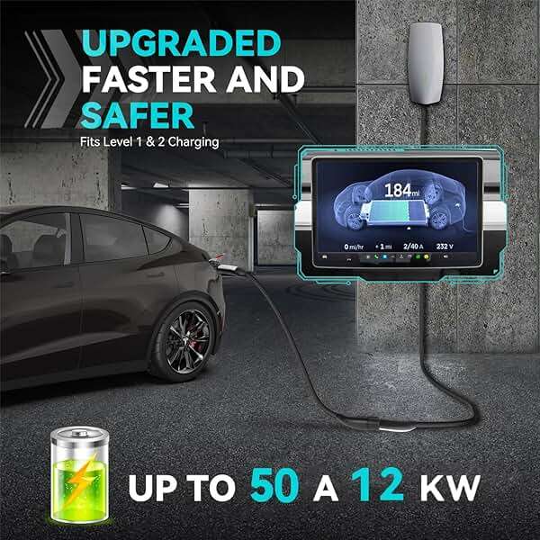 Tesla Extension Cord 21ft, High Power Max AC 50A 12KW Charging Cord with NACS Plug, Reliable EV Extension Charging Cable for Model 3/Y/S/X/Cybertruck, Works with Tesla Mobile Connector & Wall Charger - Image 3