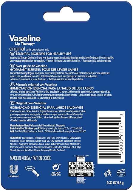 Vaseline Lip Therapy Care Original, Fast-Acting Nourishment, Ideal for Chapped, Dry, Cracked, or Damaged Lips, Lip Balm, 2-Pack of 2, 0.16 Oz Each, 4 Lip Balms - Image 4