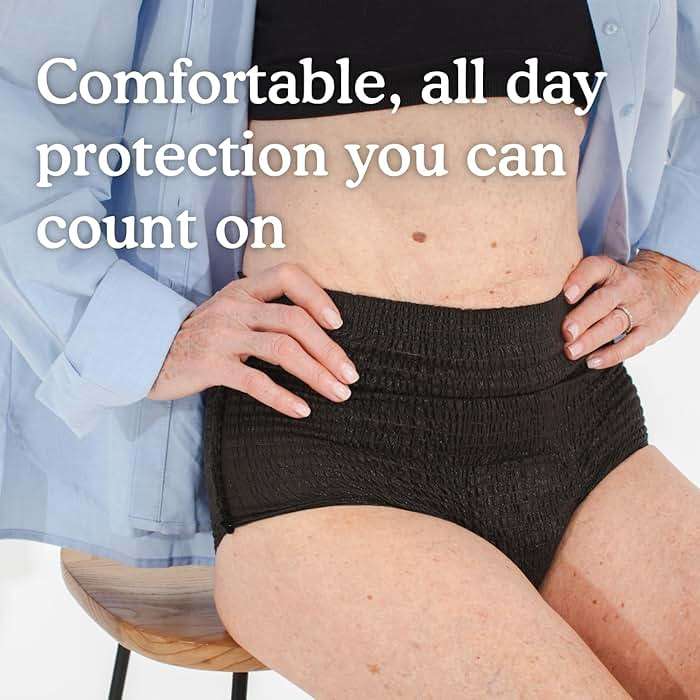 Because Premium Maximum Absorbency Adult Incontinence and Postpartum Bladder Leak Underwear for Women, Heavy Absorbency, Disposable, Black, Small/Medium, 20 Count - Image 4