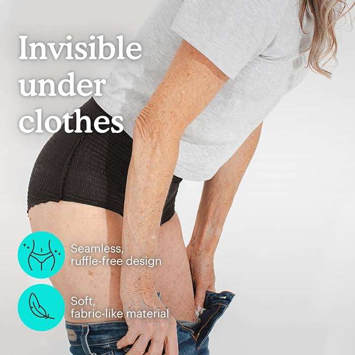 Because Premium Maximum Absorbency Adult Incontinence and Postpartum Bladder Leak Underwear for Women, Heavy Absorbency, Disposable, Black, Small/Medium, 20 Count - Image 6