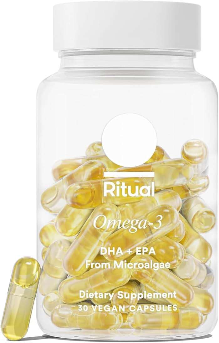 Ritual Vegan Omega 3 Supplement - Science-Backed Dose of DHA and EPA - Bioavailable Omega-3 from Algae Oil - Brain, Heart, and Eye Health Support** - Citrus - 30 Capsules - 30 Servings - Image 1