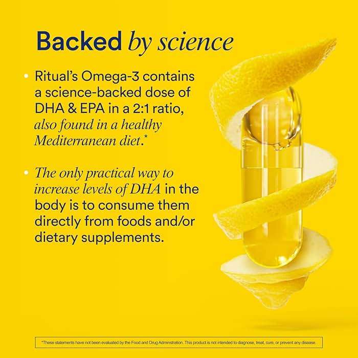 Ritual Vegan Omega 3 Supplement - Science-Backed Dose of DHA and EPA - Bioavailable Omega-3 from Algae Oil - Brain, Heart, and Eye Health Support** - Citrus - 30 Capsules - 30 Servings - Image 4