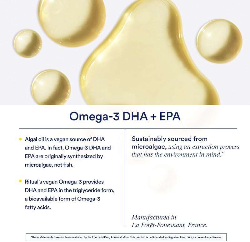Ritual Vegan Omega 3 Supplement - Science-Backed Dose of DHA and EPA - Bioavailable Omega-3 from Algae Oil - Brain, Heart, and Eye Health Support** - Citrus - 30 Capsules - 30 Servings - Image 6