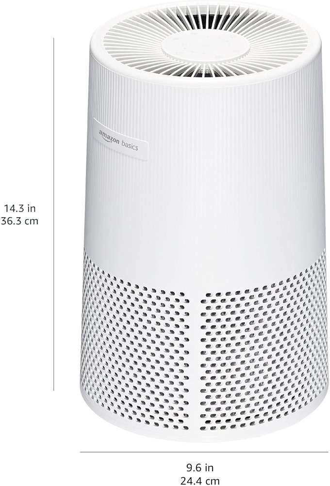 Amazon Basics Air Purifier for Home and Office, With Activated Carbon, 3 Speeds, Timer, Sleep Mode (32db), Energy Star Certificate, Covers Up to 1067 Sq ft, White - Image 3
