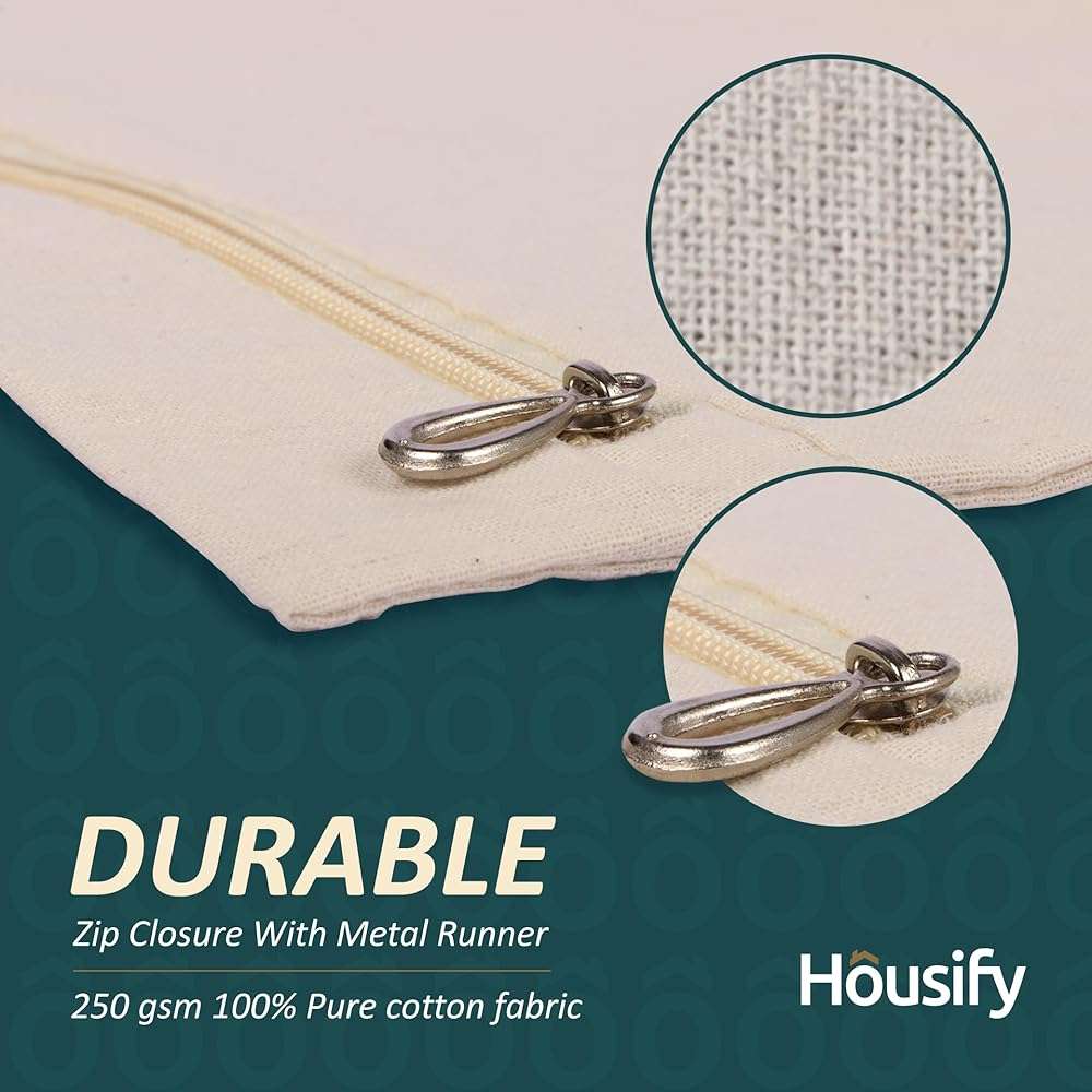 Housify Cotton Saree Covers with ZIP - Pure Cotton 20 Big Size(16.5×14.5 Inches) Single Sari Storage Bags/Cover/Pouches for Packing New Sadi - Wardrobe Organizer for Sarees/Cloths With Window (20) - Image 3