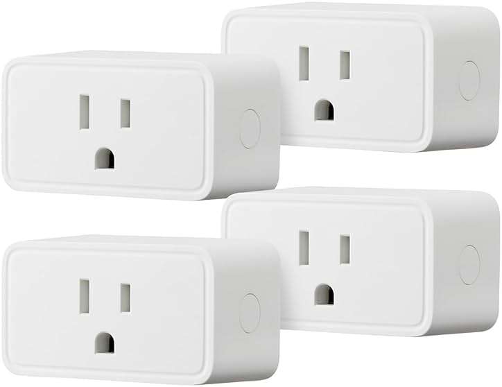 Amazon Basics Smart Plug, Works with Alexa Only, Voice Control, Remote APP Control, Schedule, Compact Design, Versatile, 2.4 GHz Wi-Fi, No Hub Required, 4-Pack, White - Image 1