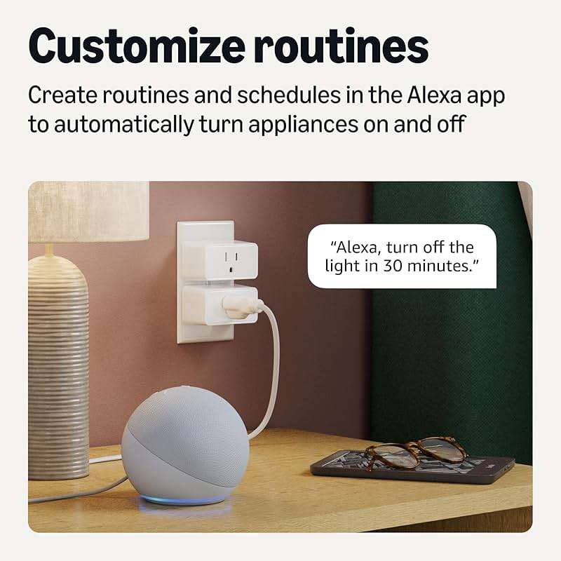 Amazon Basics Smart Plug, Works with Alexa Only, Voice Control, Remote APP Control, Schedule, Compact Design, Versatile, 2.4 GHz Wi-Fi, No Hub Required, 4-Pack, White - Image 4