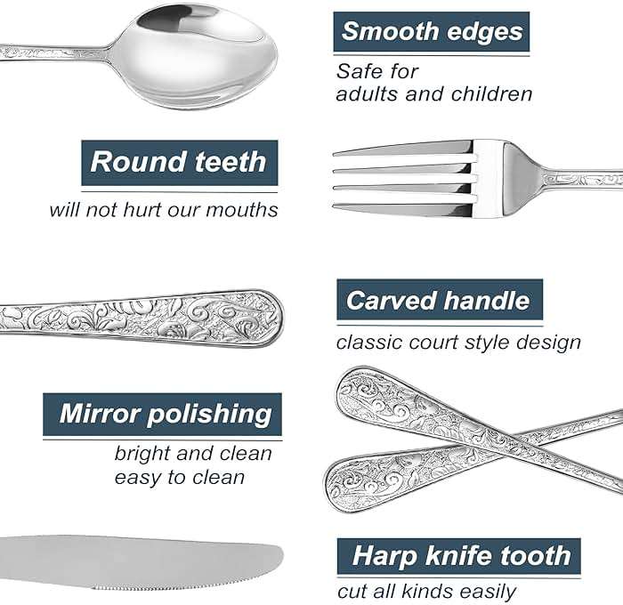 Runfly Vintage Carved Stainless Steel 20 Pieces Flatware Set, Silverware Set, Modern Embossed Cutlery Set Utensils Including Fork Spoon and Knife - Image 4