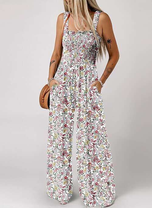 Dokotoo Women's Casual Loose Overalls Jumpsuits One Piece Sleeveless Printed Wide Leg Long Pant Rompers With Pockets - Image 2