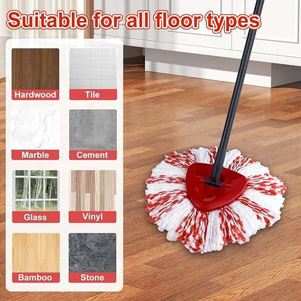 3 Pack Deep Clean Refill Compatible with O Ceda EasyWring Spin Mop & Bucket System Microfiber Mops Heads Refill for Oceda Easywring 1 Tank Spin Mop System, 40% More Cleaning Power, Scrub Pad - Image 7