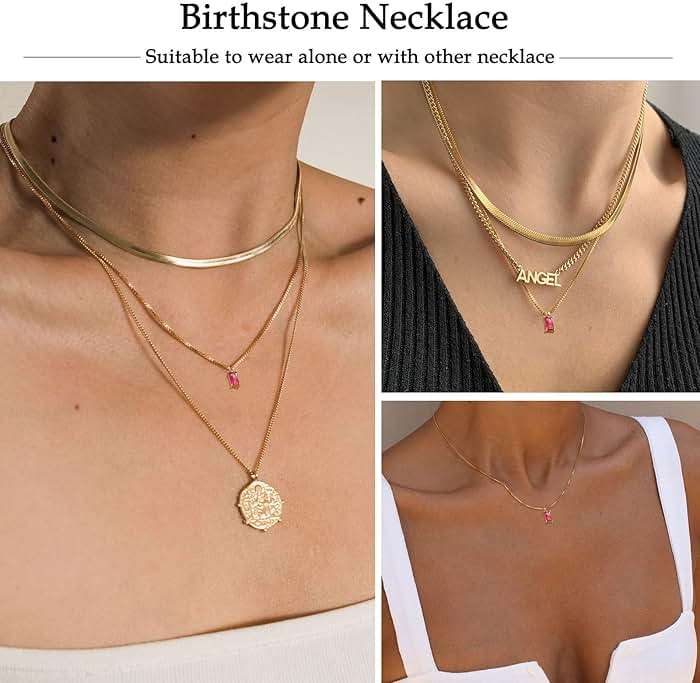 FUNEIA Diamond Necklaces for Women 14K Gold Plated Emerald Birthstone Necklace for Women Mothers Dainty Gold Necklace Blue Green Cubic Zirconia Pendant Necklace Birthday Gifts for Women Jewelry - Image 6