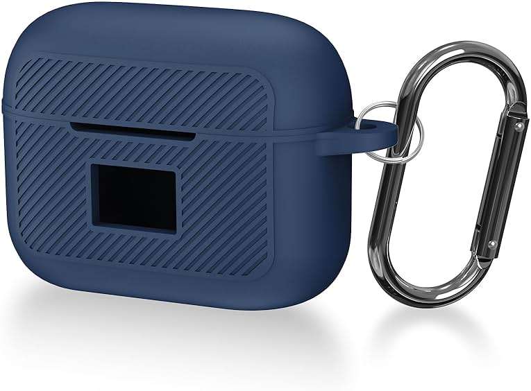 Compatible with TOZO T20 Case Cover, Soft Silicone Skin Case with Keychain, Shock Absorbing and Anti-Drop Protective Case with LED Power Display for Men and Women [Front LED Visible] Dark Blue - Image 1