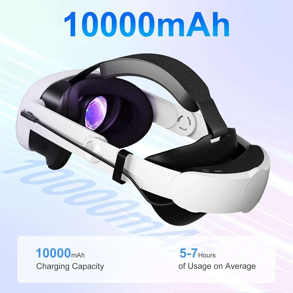 10000mAh Battery Head Strap for Meta Quest 3/3S - Elite Strap with Battery Pack Accessories Fast Charger to Extend Quest 3/3S 2-4H Playtime - VR Stocking Stuffers for Men - Mens Stocking Stuffers - Image 3
