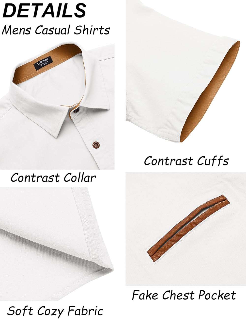 COOFANDY Men's Cotton Casual Short Sleeve Button Down Shirt Plaid Collar Denim Work Shirts - Image 5