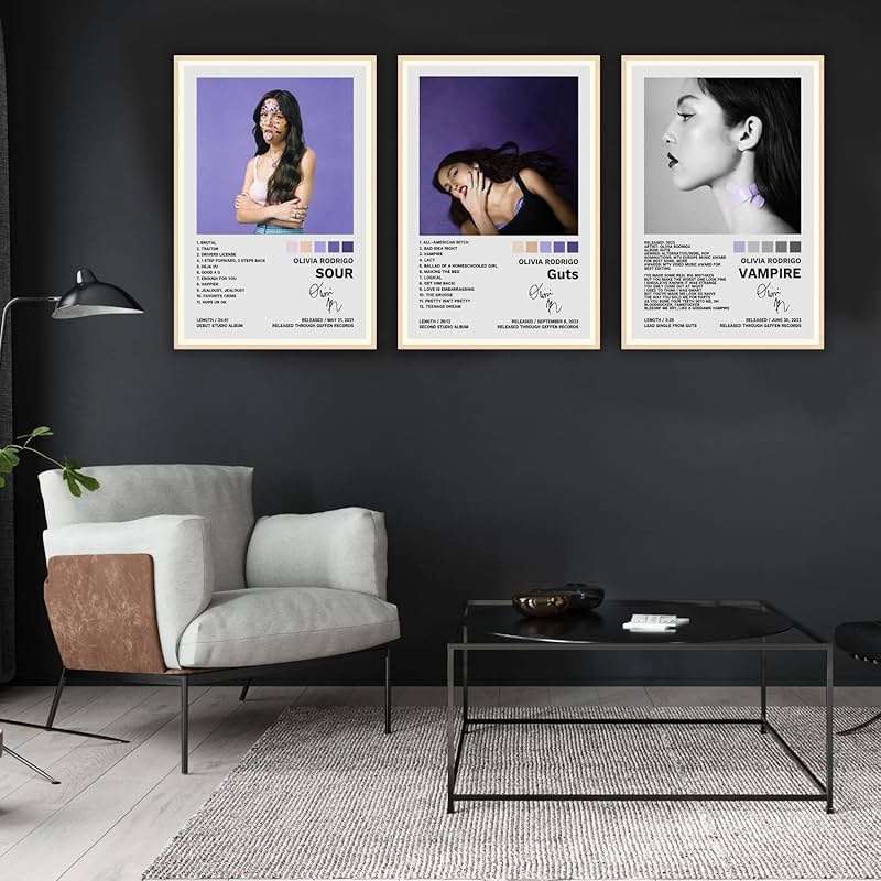 JINOS Olivia Poster Rodrigo A Set of 3 Canvas Album Posters Decorative Painting Canvas Wall Posters Bedroom Decor Posters08x12inch(20x30cm)-3pcs - Image 2