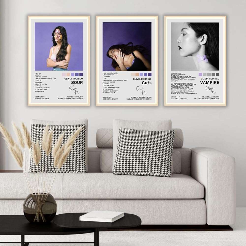 JINOS Olivia Poster Rodrigo A Set of 3 Canvas Album Posters Decorative Painting Canvas Wall Posters Bedroom Decor Posters08x12inch(20x30cm)-3pcs - Image 4