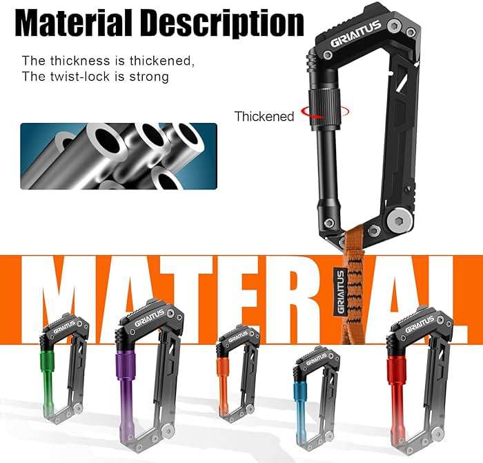 Carabiner Multitool 8-in-1 EDC Carabiners Pocket Knife, Serrated Knife, Rope Cutter, Screwdriver, Can Bottle Opener, Ruler, Survival Gear for Camping Climbing Hiking, Gifts for Men (Black) - Image 7