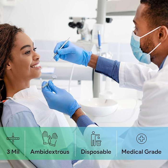 FifthPulse Blue Nitrile Exam Gloves Large 1000 Count - Medical Grade, 3 Mil, Food Safe, Latex and Powder Free Disposable Gloves for Cleaning, Cooking and Medical Use - Case of 10 Boxes of 100 - Image 3