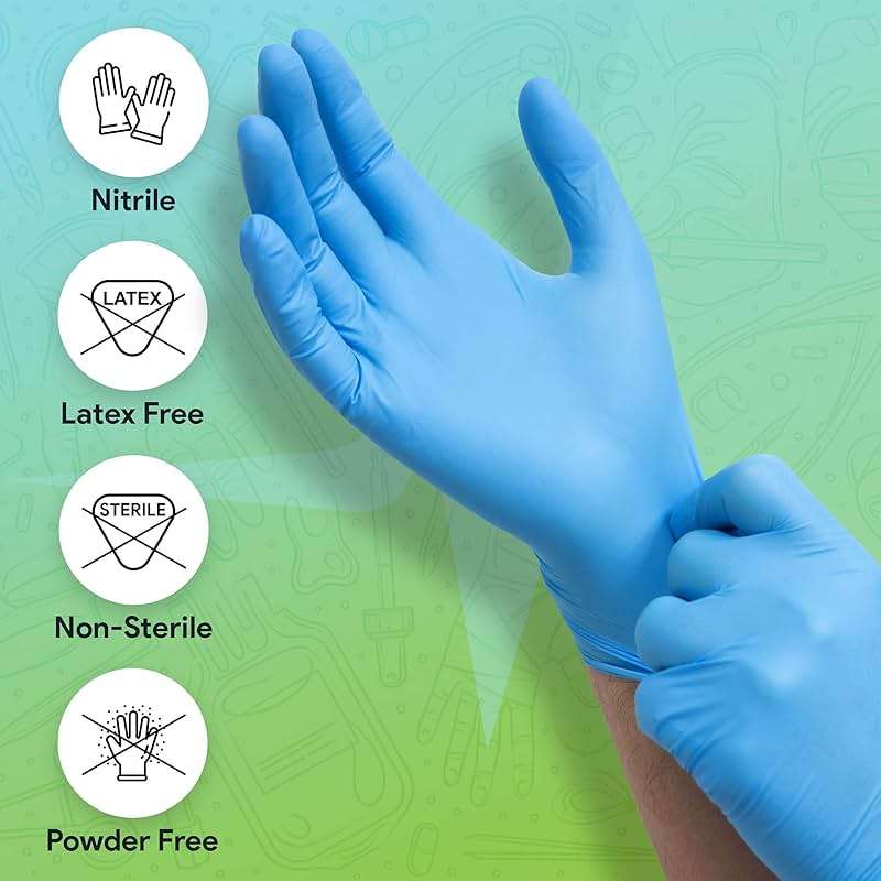 FifthPulse Blue Nitrile Exam Gloves Large 1000 Count - Medical Grade, 3 Mil, Food Safe, Latex and Powder Free Disposable Gloves for Cleaning, Cooking and Medical Use - Case of 10 Boxes of 100 - Image 4