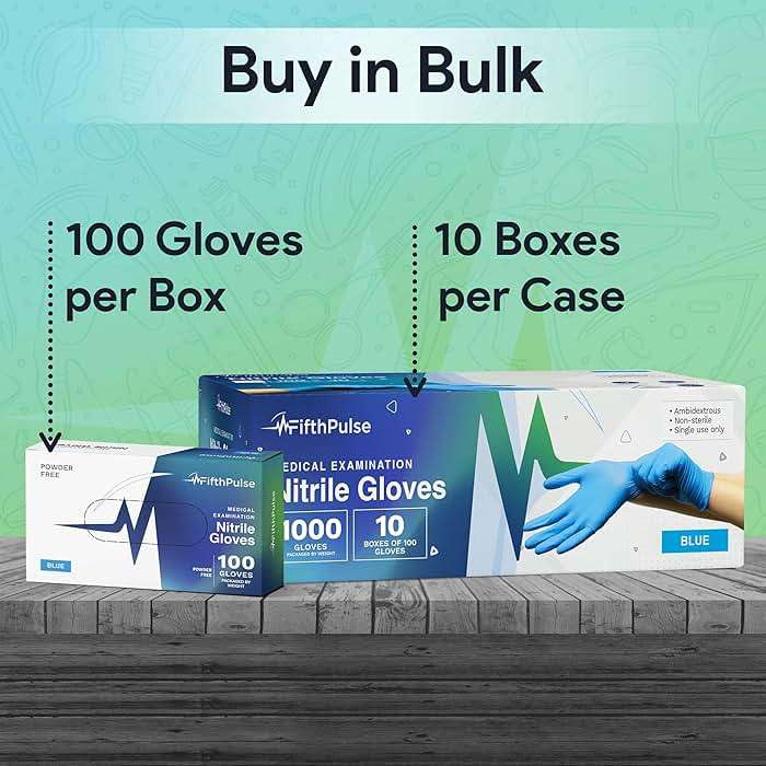 FifthPulse Blue Nitrile Exam Gloves Large 1000 Count - Medical Grade, 3 Mil, Food Safe, Latex and Powder Free Disposable Gloves for Cleaning, Cooking and Medical Use - Case of 10 Boxes of 100 - Image 7