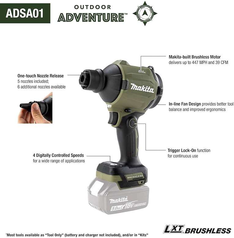 Makita ADSA01Z Outdoor Adventure™ 18V LXT® Brushless Cordless High Speed Blower/Inflator, Tool Only - Image 3