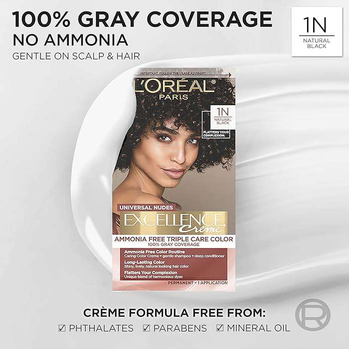 L’Oreal Paris Excellence Universal Nudes Permanent Hair Color, Ammonia Free Hair Dye for Gray Hair Coverage, 1N Natural Black, 1 Hair Dye Kit - Image 2